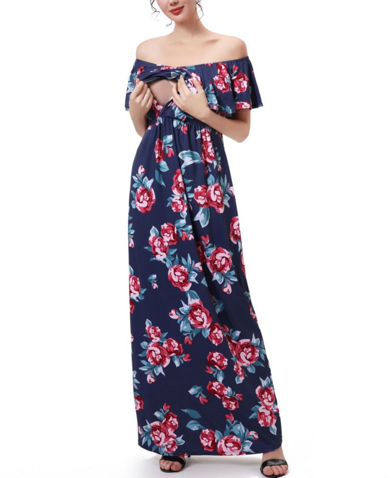 Women's Floral Print Nursing Maxi Dress