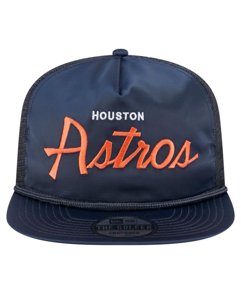 Men's Navy Houston Astros Retro Satin Script Golfer Adjustable Hat