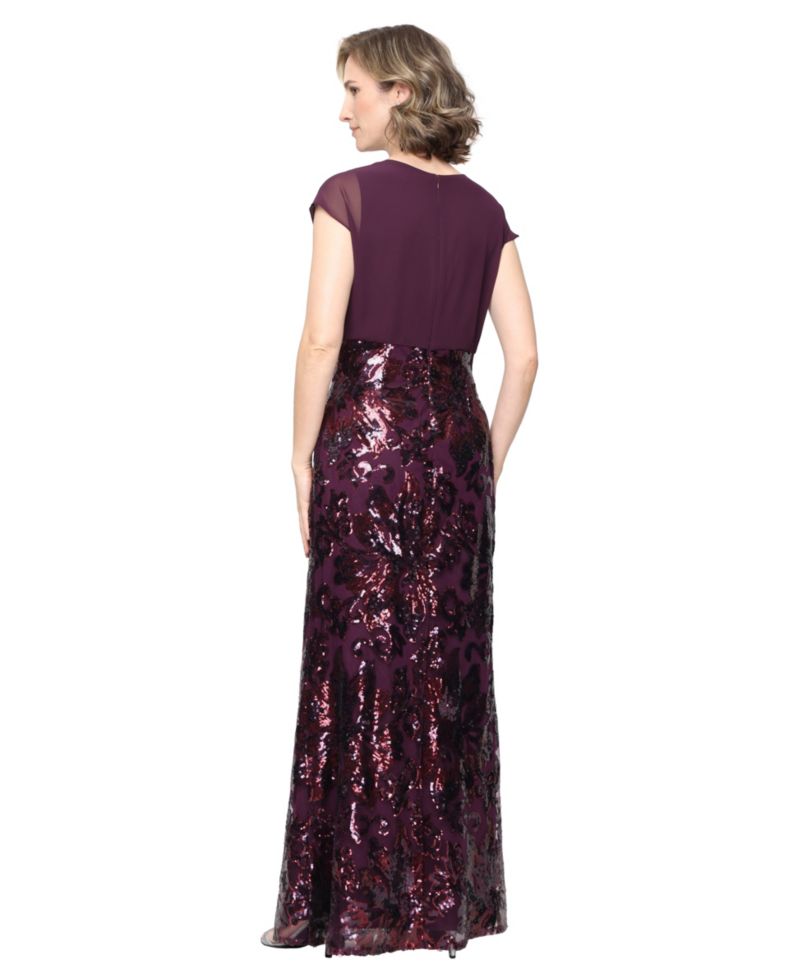 Women's Sequined V-Neck Surplice Bodice Dress