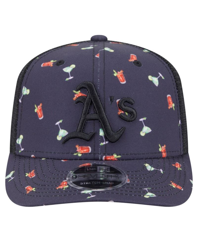 Men's Black Athletics Adventure Drinks Pattern 9SEVENTY Stretch-Snap Hat