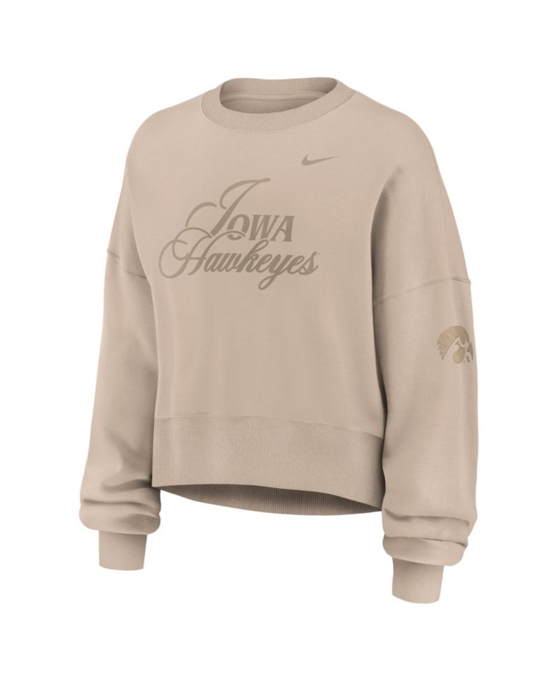 Women's Tan Iowa Hawkeyes Neutral Stance Collection Oversized Phoenix Fleece Sweatshirt