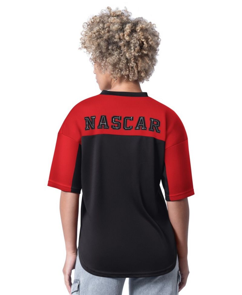 Women's Black NASCAR Merchandise Key Plan II V-Neck Rhinestone T-Shirt