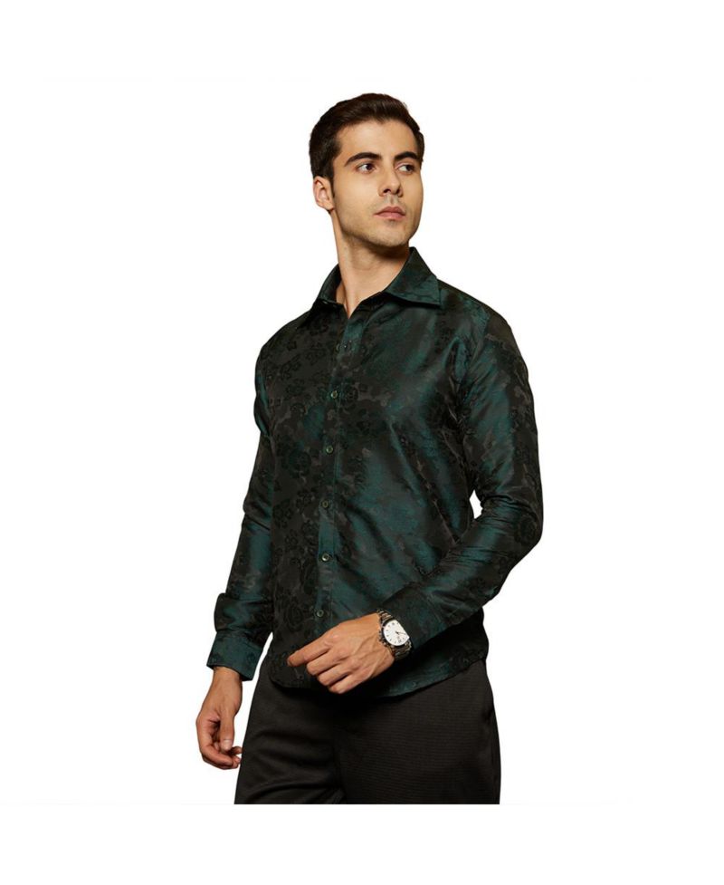 Men's Emerald Green Rosa-Woven Shirt