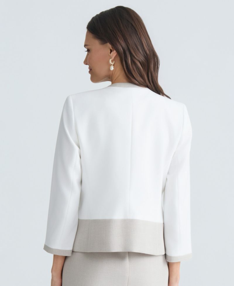 Women's 3/4-Sleeve Open-Front Color Block Blazer, Regular & Petite
