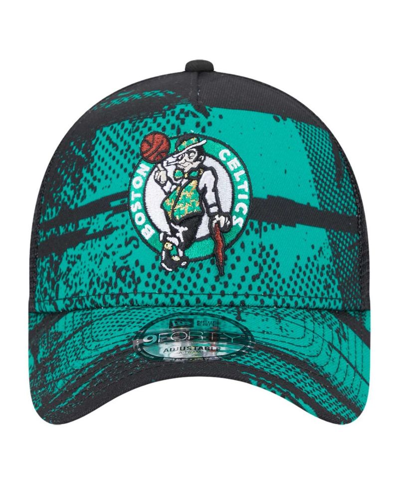 Men's Black/Kelly Green Boston Celtics Tip Off A-Frame Trucker 9FORTY Adjustable Hat
