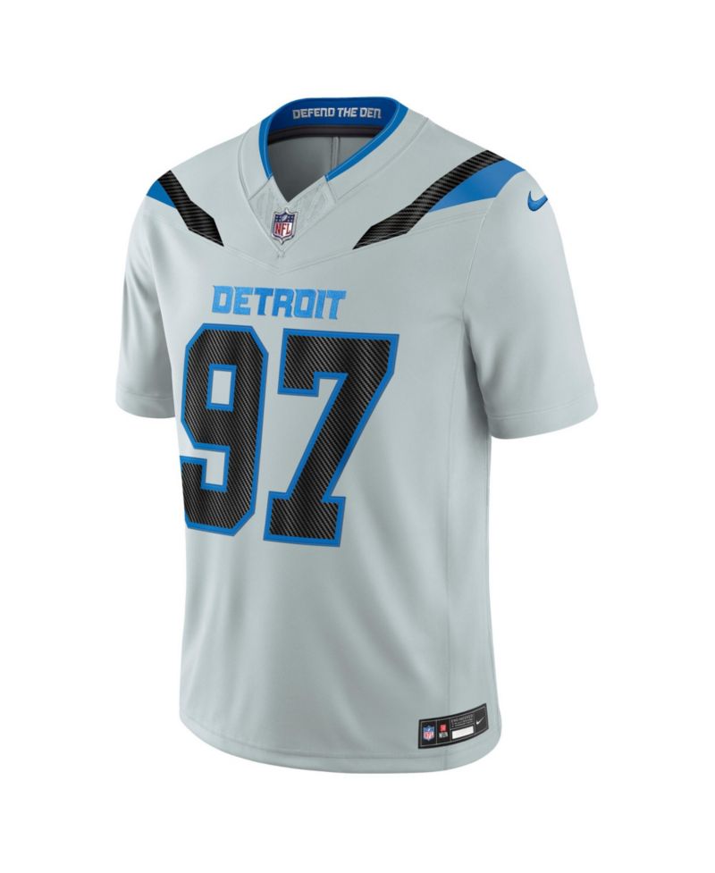Men's Aidan Hutchinson Silver Detroit Lions 2026 Rivalries Collection Vapor F.U.S.E Stitched Limited Jersey