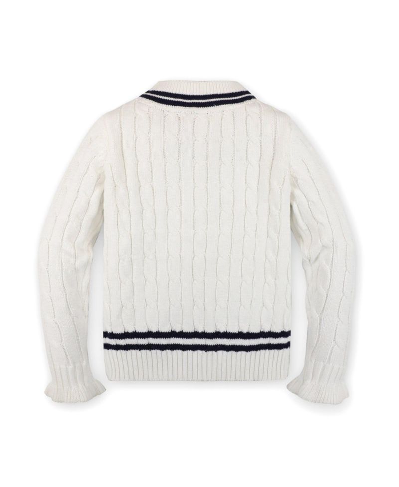 Baby Girls Hope and Henry Long Sleeve V-Neck Cricket Sweater