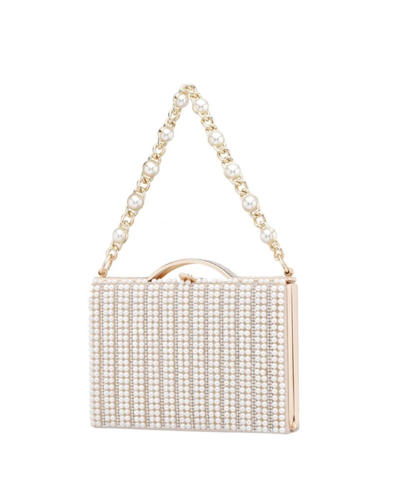 Women's Imitation Pearl and Crystal Minaudiere