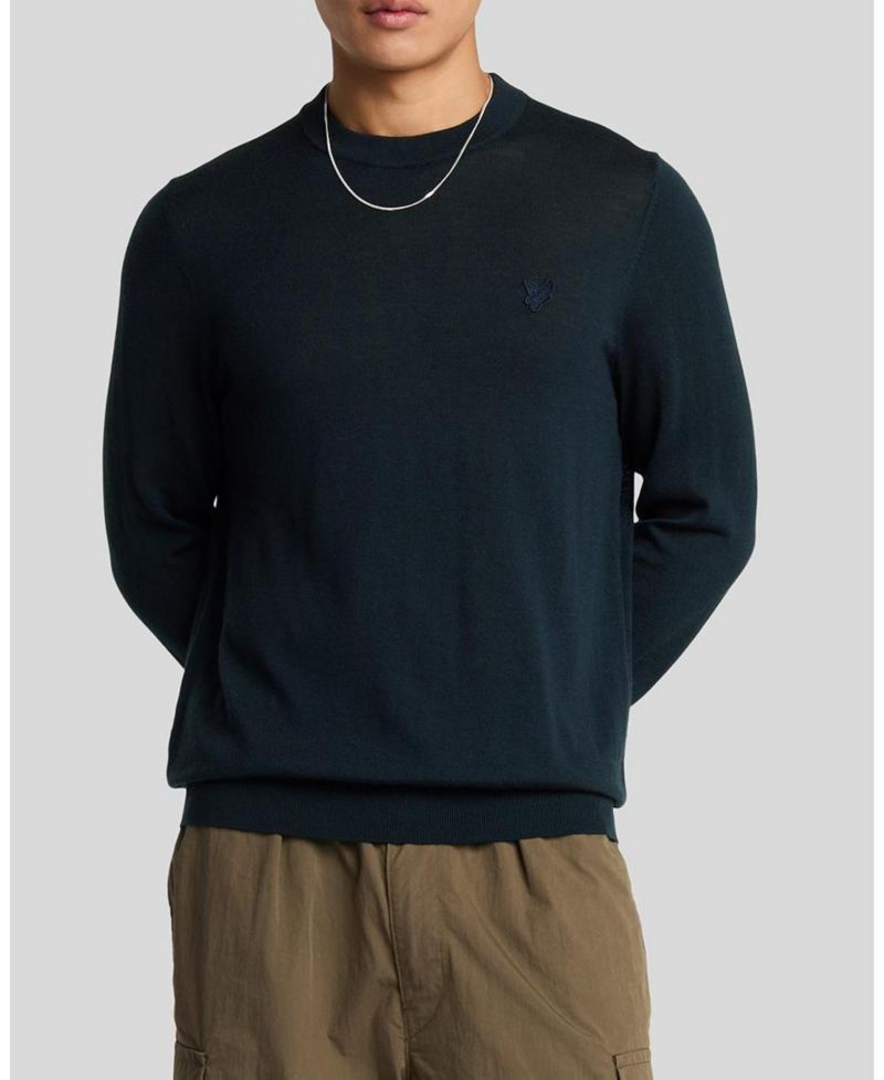 Men's Tonal Eagle Merino Crew Neck Sweater