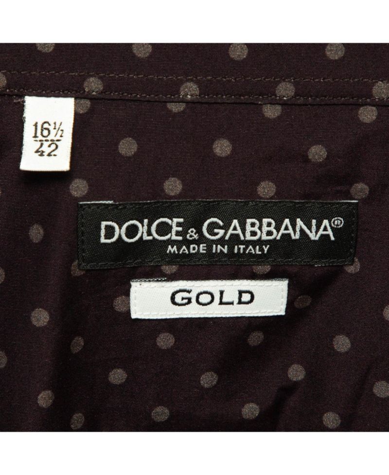 Dolce & Gabbana Men's Gold Long-Sleeve Polka-Dot Slim-Fit Shirt