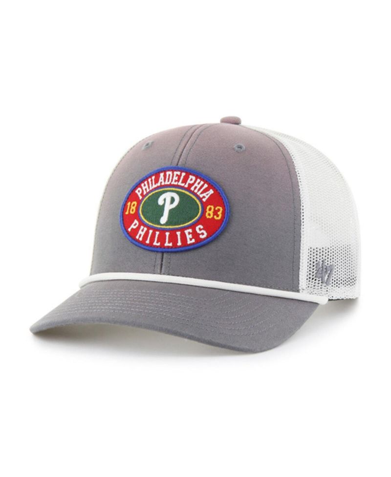 Men's Gray/White Philadelphia Phillies Tide Sweep Rope Trucker Adjustable Hat