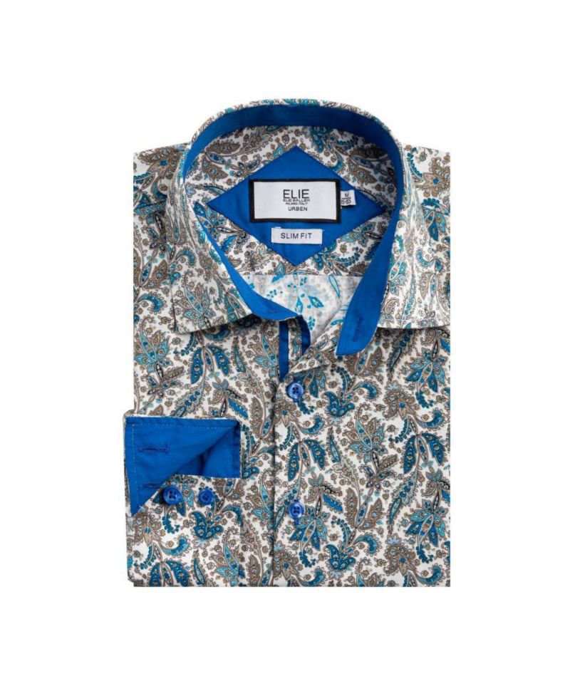 Men's Slim Fit Paisley Sport Button-Down Shirt
