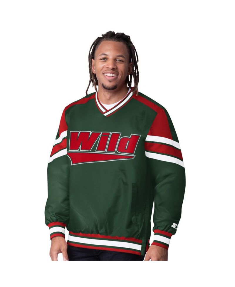 Men's Green Minnesota Wild Reliever V-Neck Pullover Jacket