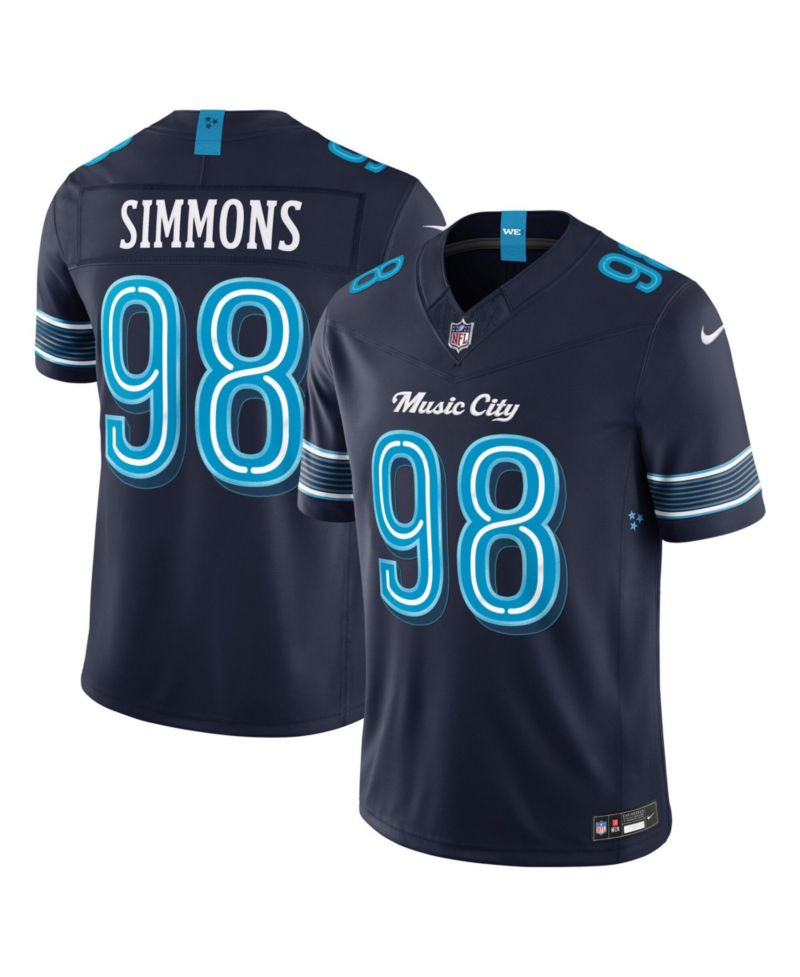 Men's Jeffery Simmons College Navy Tennessee Titans 2026 Rivalries Collection Vapor F.U.S.E Stitched Limited Jersey