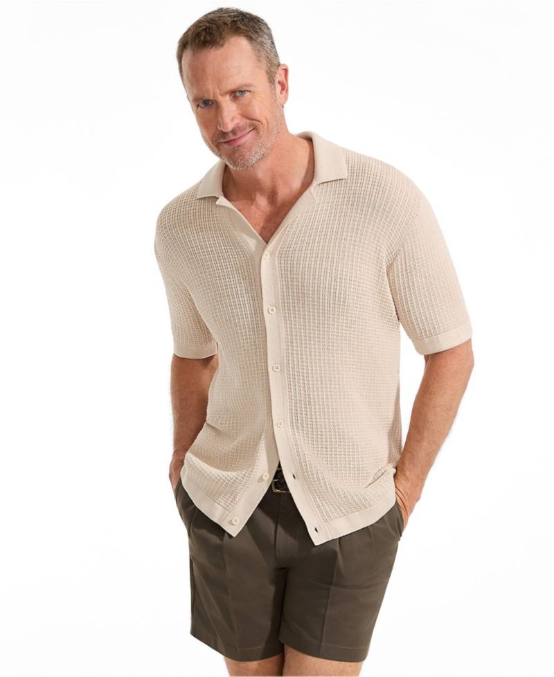 Men's No Iron 6" Comfort Waist Pleated Front Chino Short