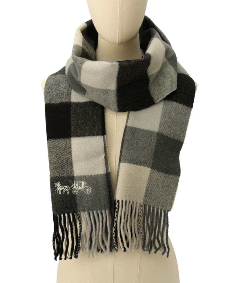 Women's Wool Checkered Fringe-Trim Scarf