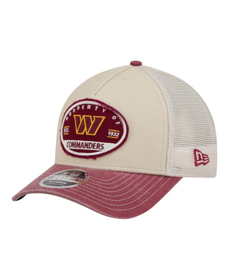 Men's Natural Washington Commanders Frayed M-Crown A-Frame 9FORTY Adjustable Hat