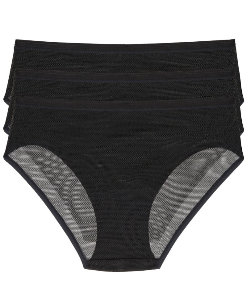 Women's Sheer Striped Bikini Panties, 3-Pack Set