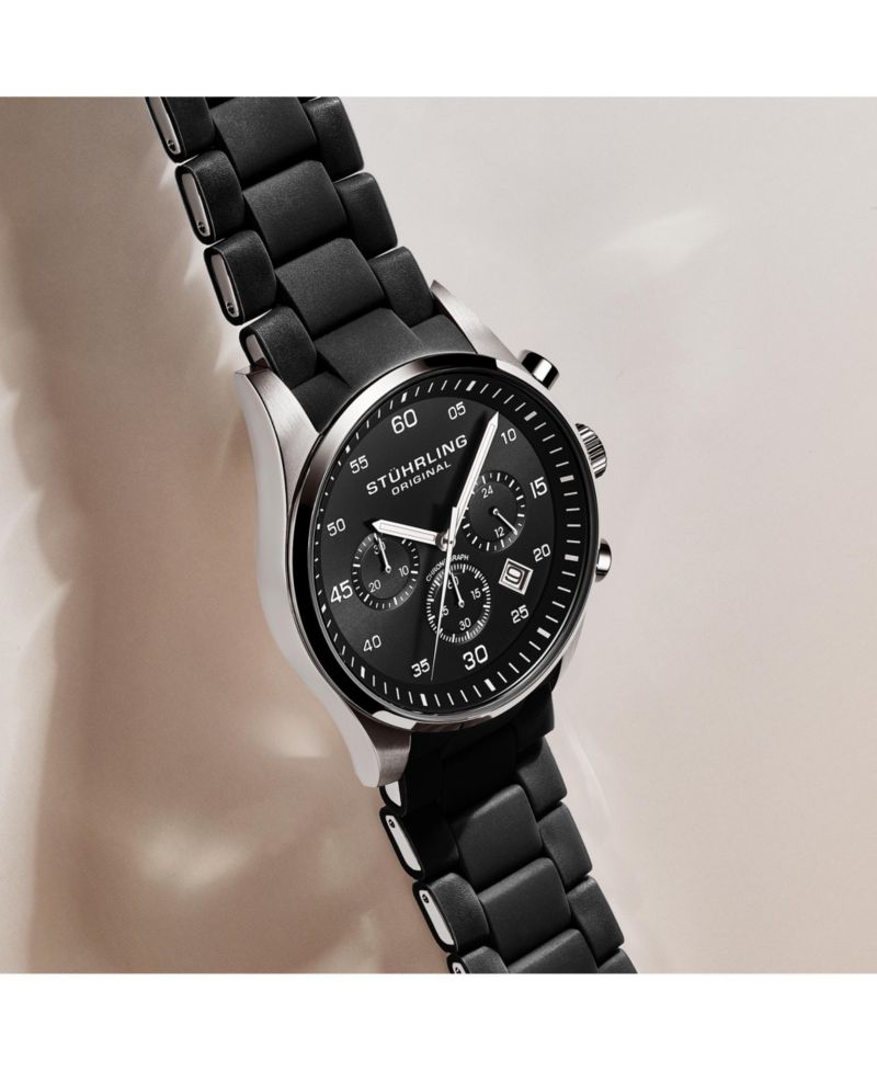 Velocity 4076 Chronograph Men s 43mm Quartz Watch - Multi-Function Dial, Krysterna Crystal, Silicone Strap, 50M WR