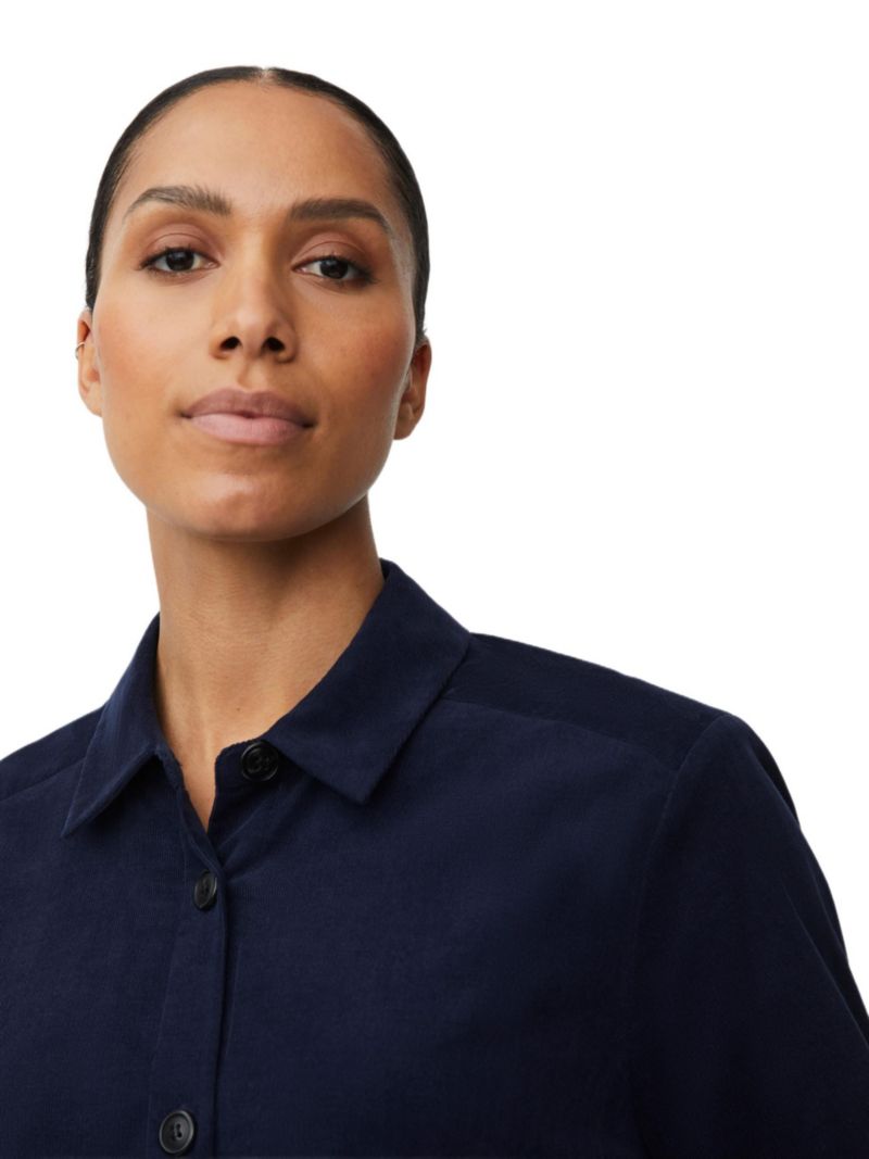 Women's Long Sleeve Collared Velvet Shirt
