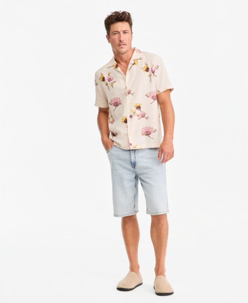 Men's Short-Sleeve Scape Pressed Floral Camp Shirt