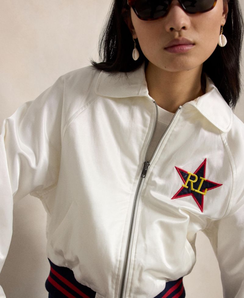 Women's Spread Collar Long-Sleeve Bomber Jacket
