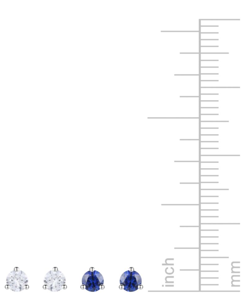 Lab Grown 2-Pc. Set Lab Grown Blue Sapphire (1/3 ct. t.w.) & Lab Grown White Sapphire (1/3 ct. t.w.) Stud Earrings in Sterling Silver (Also available in Blue Topaz)