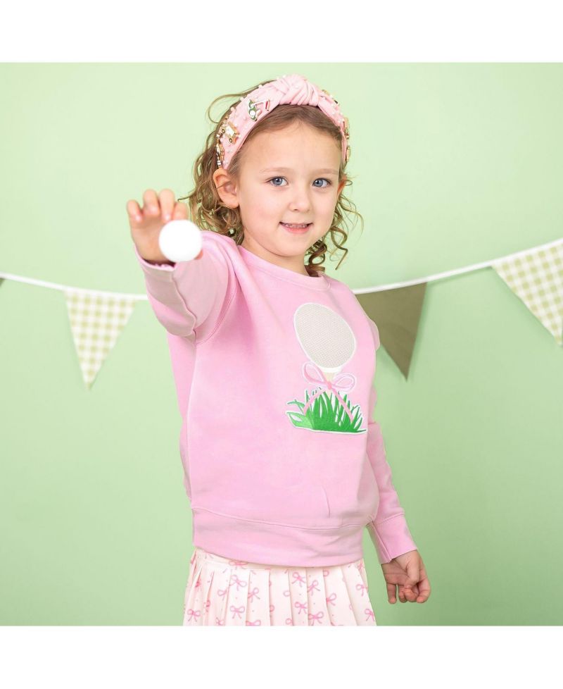 Big Girls Golf Tee Bow Patch Sweatshirt