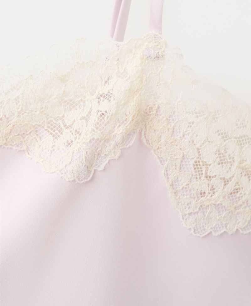 Women's Lace Detail Satin Top