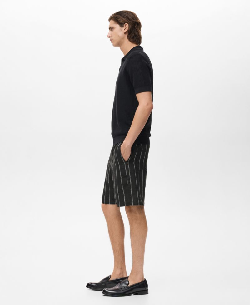 Men's Striped Linen-Blend 8.5" Bermuda Shorts