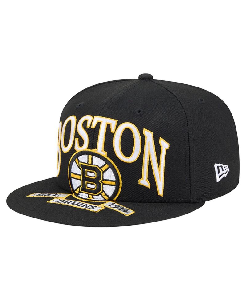 Men's Black Boston Bruins Oversized Vintage Arch 59Fifty Fitted Hat