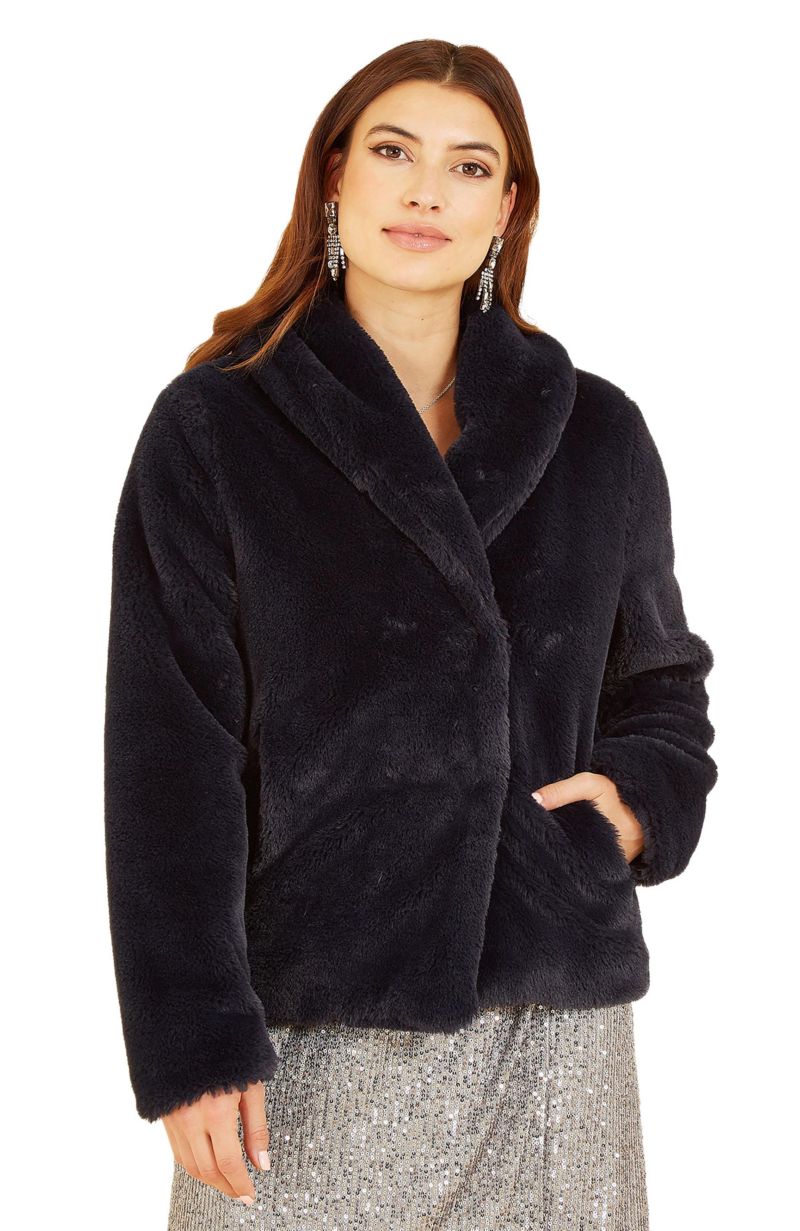 Women's Short Wrap Faux Fur Coat