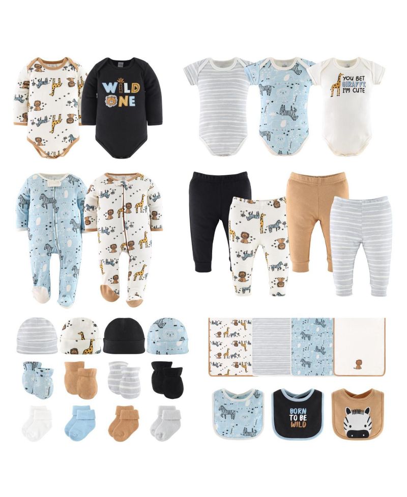 Baby Boys Newborn Layette Gift Set Boys, Blue Safari, 30 Essential Pieces
