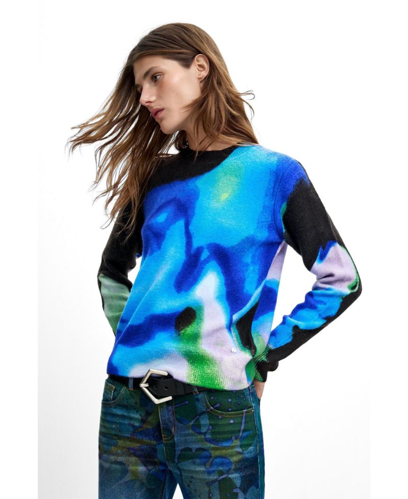 Women's M. C. Lacroix Abstract Print Fine-Knit Sweater