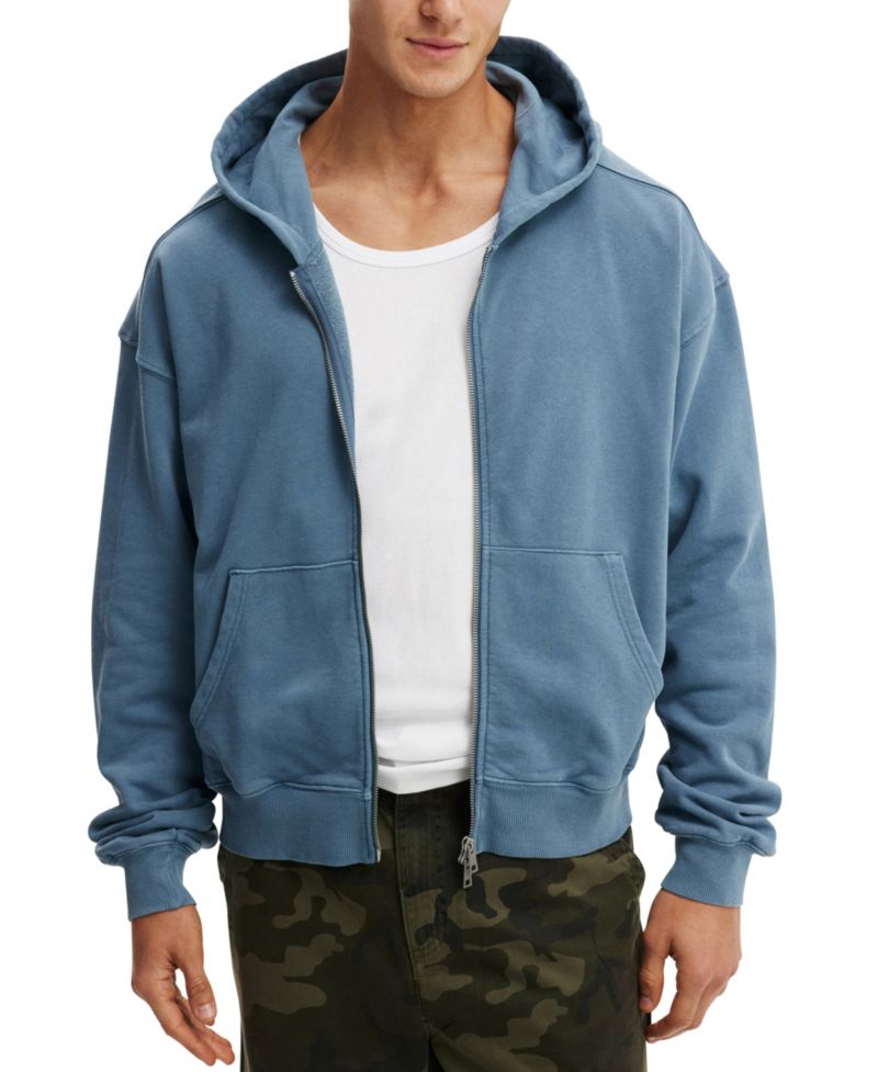 Men's Cropped Zip Up Hoodie