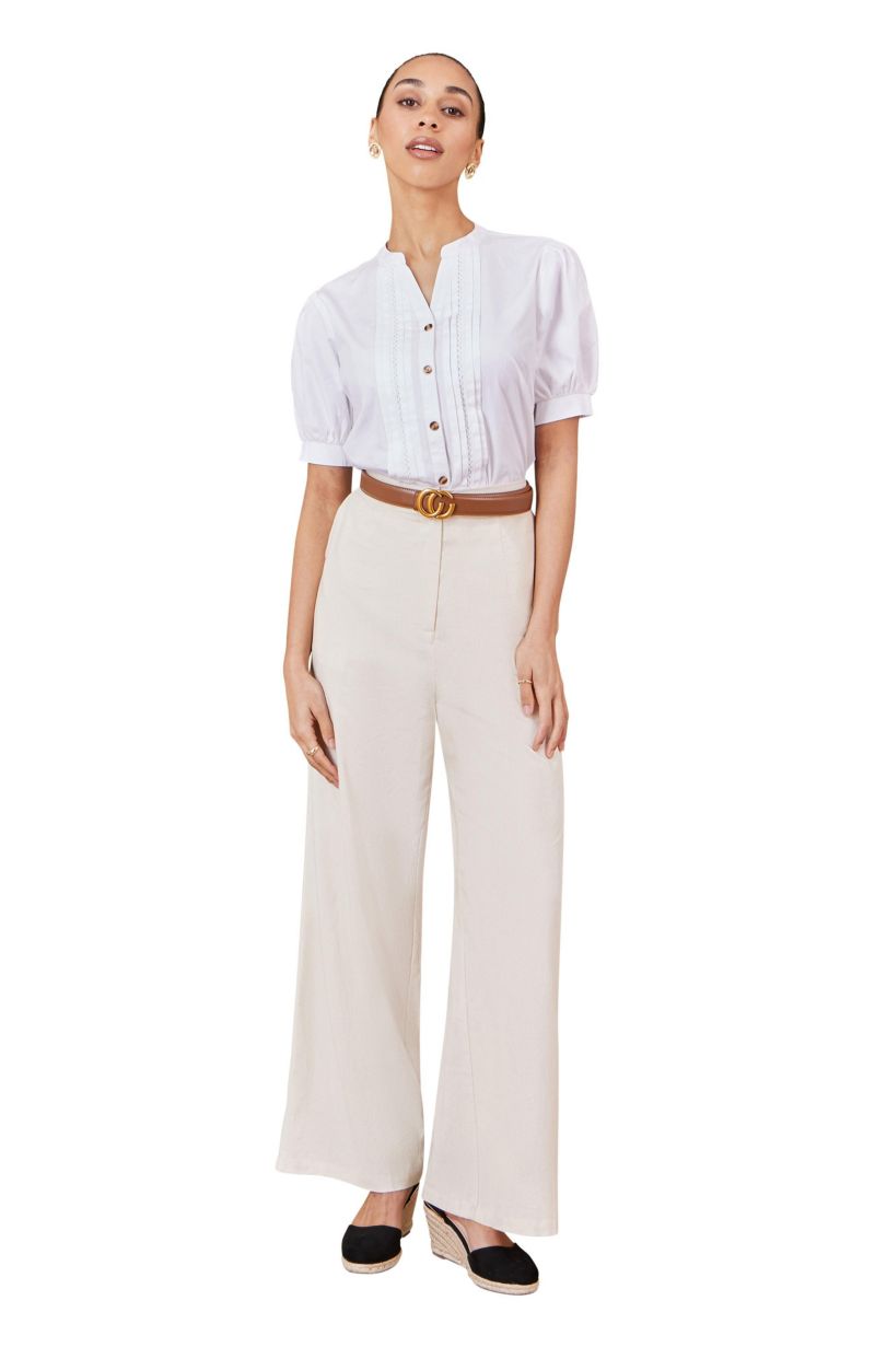 Women's Cotton Pleated Short Sleeve Shirt
