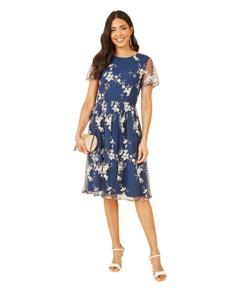 Women's Embroidered Floral Skater Dress