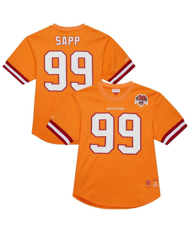 Men's Warren Sapp Orange Tampa Bay Buccaneers Retired Player Name & Number Mesh T-Shirt