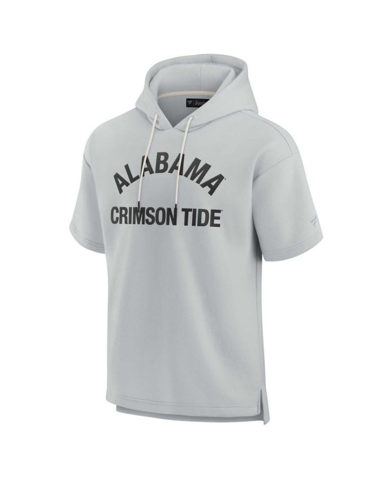 Men's and Women's Gray Alabama Crimson Tide Super Soft Fleece Short Sleeve Pullover Hoodie