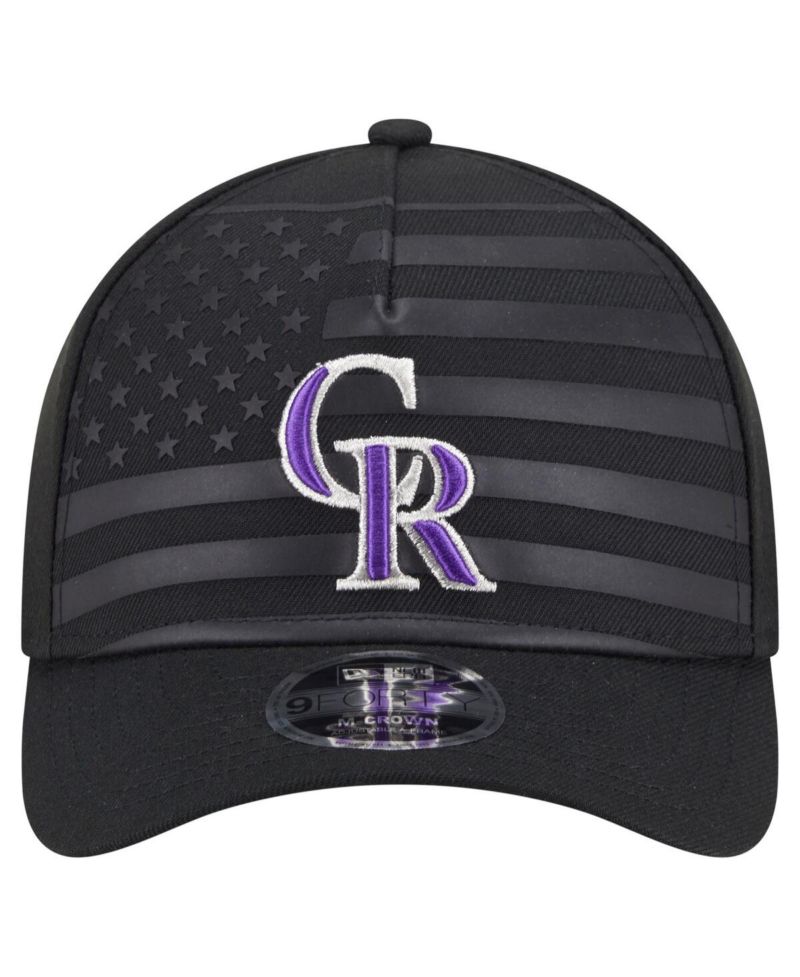Men's Black Colorado Rockies American Flag 9FORTY M-Crown A-Frame Adjustable Hat