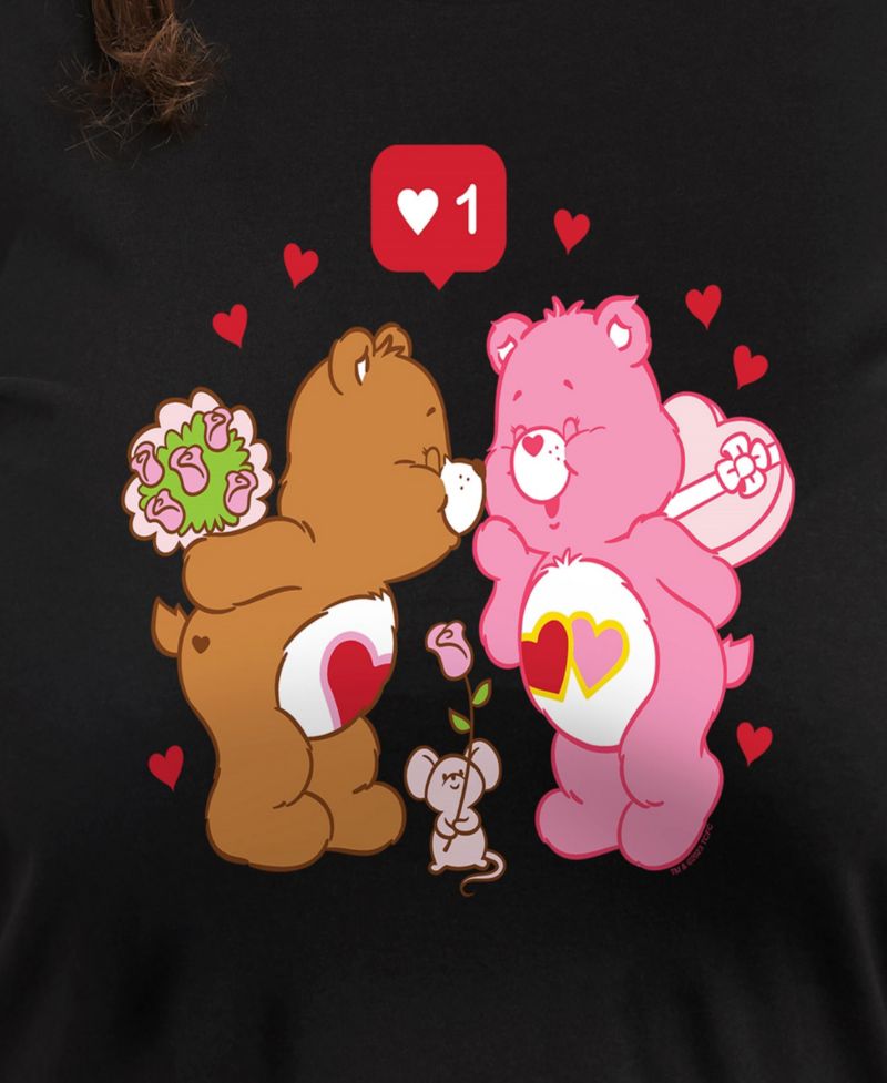 Plus Size Trendy Care Bears Valentine's Day Graphic Crew Neck T-Shirt