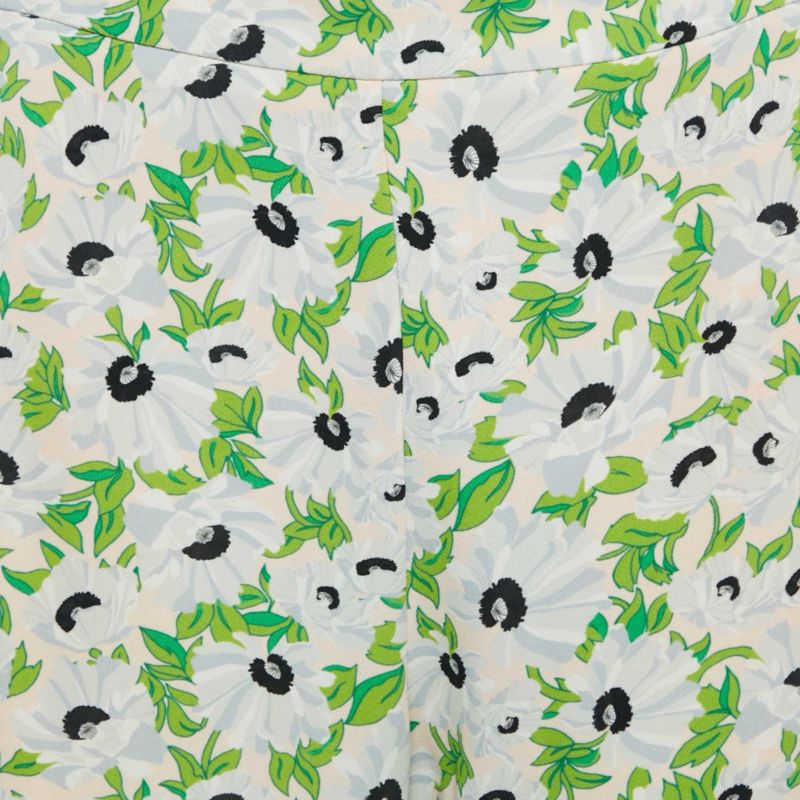 Women's Multicolor Floral Print Crepe Trousers