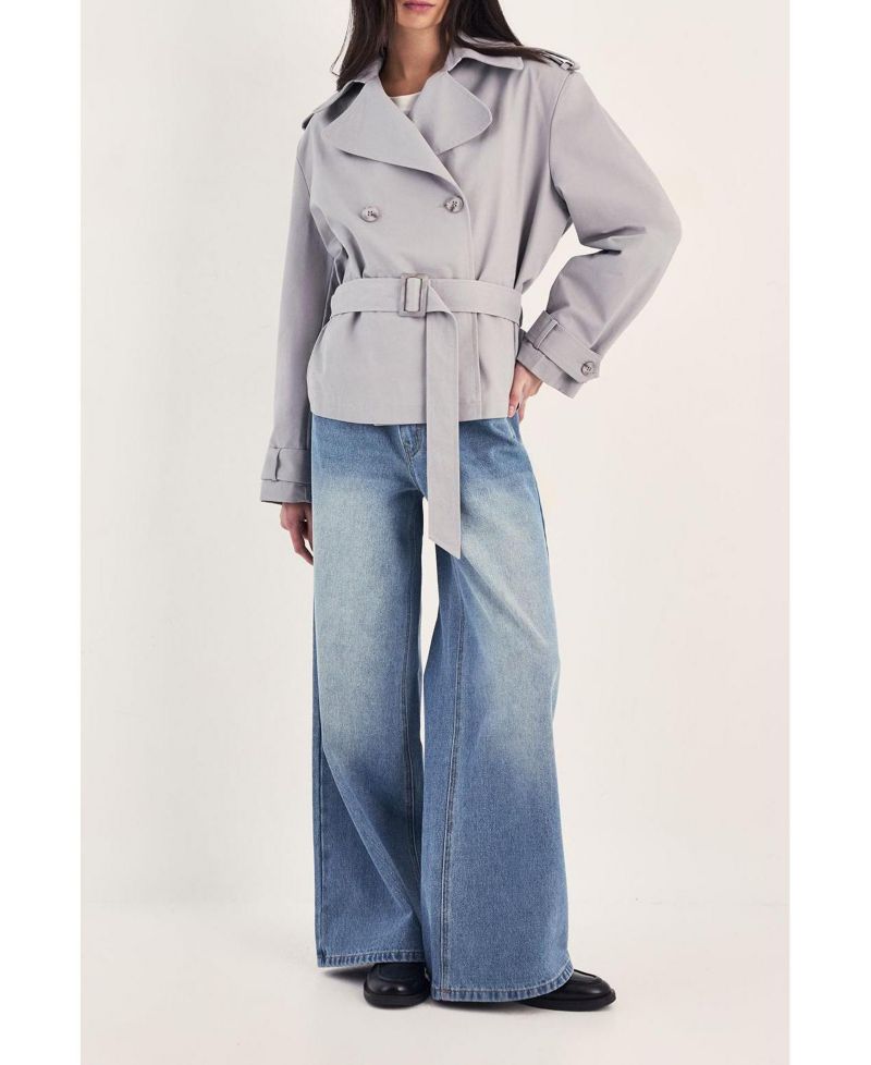 Women's Double Breasted Short Trench Coat