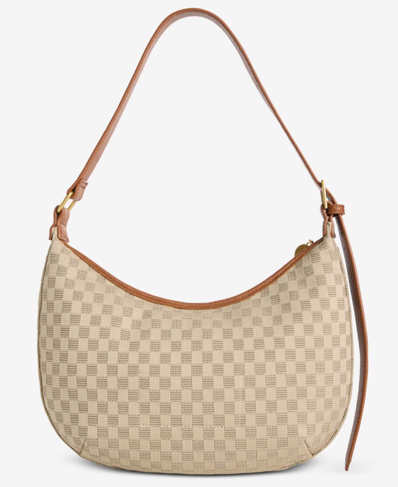 Checkered Soft Knit Large Crescent Shoulder Bag