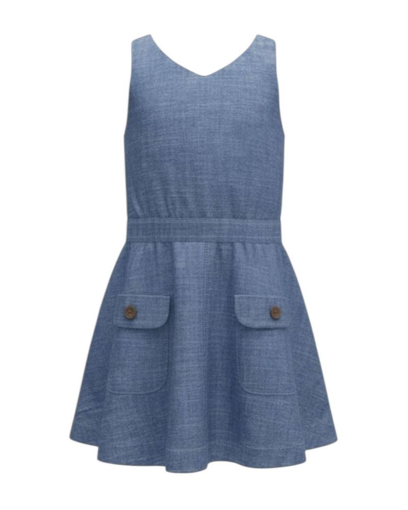 Little and Big Girl's (6-12) Organic V-Neck Chambray Jumper