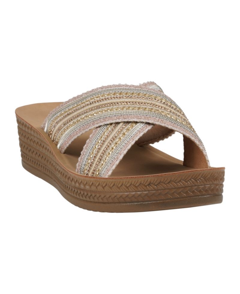 Women's Robyn Embellished Crisscross Strap Wedge Sandals