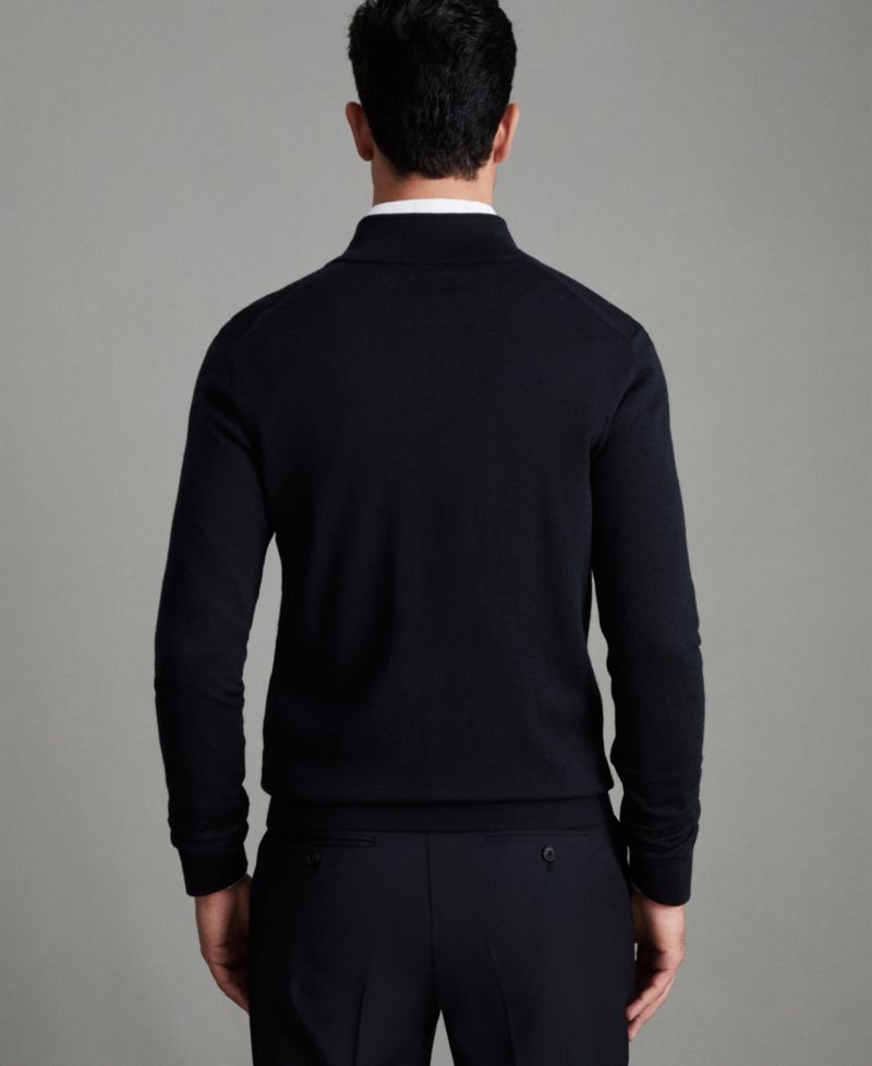 Men's Hampshire Merino Wool Funnel-Neck Cardigan