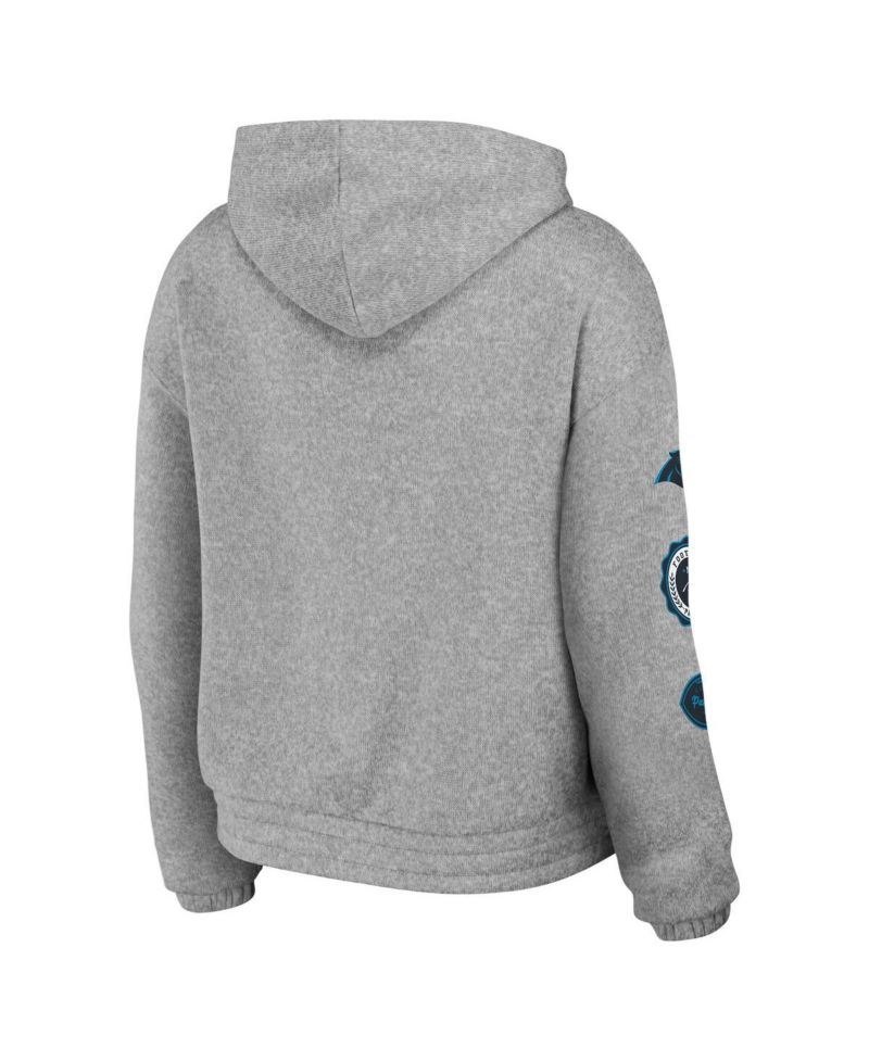 Women's Heather Gray Carolina Panthers Full-Zip Hoodie