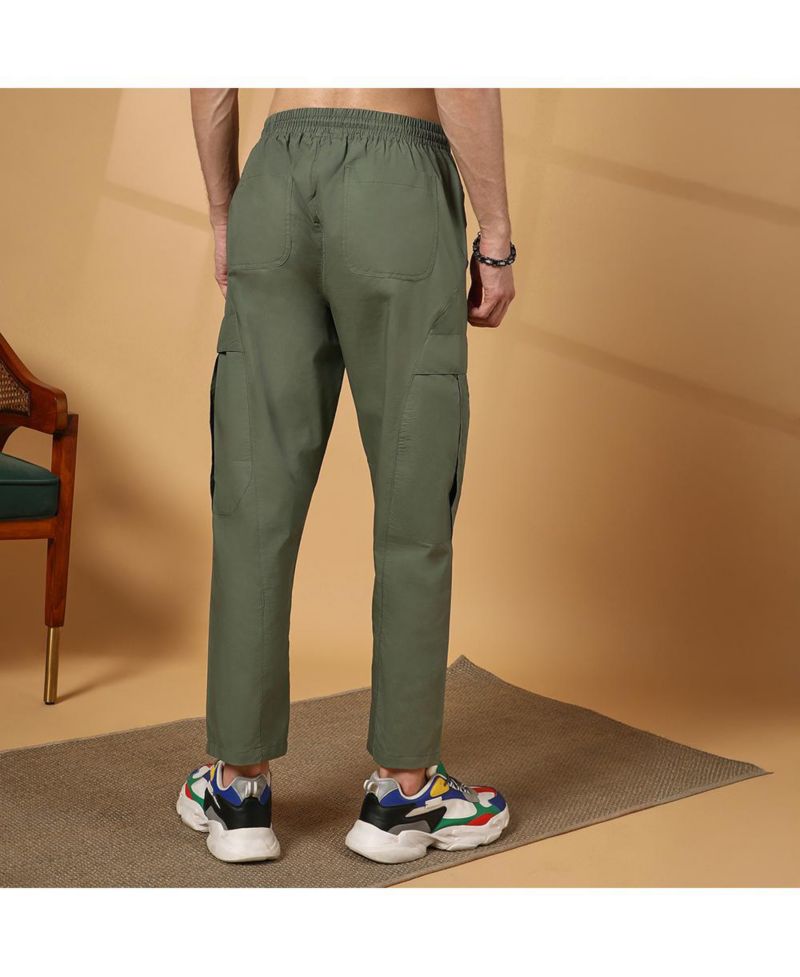 Men's Olive Green Solid Utility Trousers