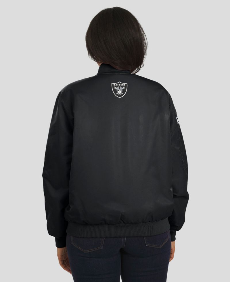 Women's Black Las Vegas Raiders Patch Full-Zip Bomber Jacket